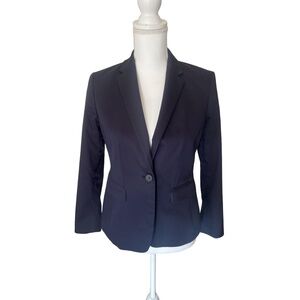 Ann Taylor Dark Blue Button Cuffs Blazer Womens Size 4 Petite
